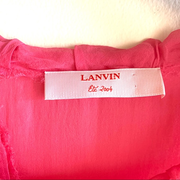LANVIN Delicate sheer pink silk sleeveless blouse w/ rolled neck Size 44 - Picture 4 of 5